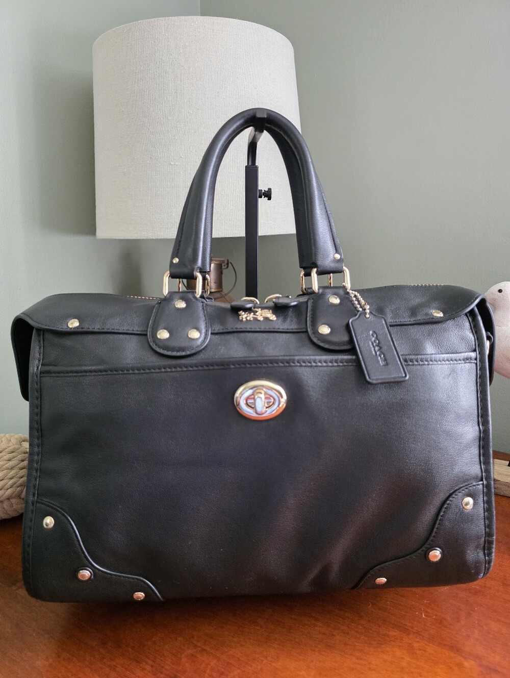 Coach F33689 Rhyder Black Leather Satchel Doctor Bag Crossbody Y2K - Picture 2 of 16